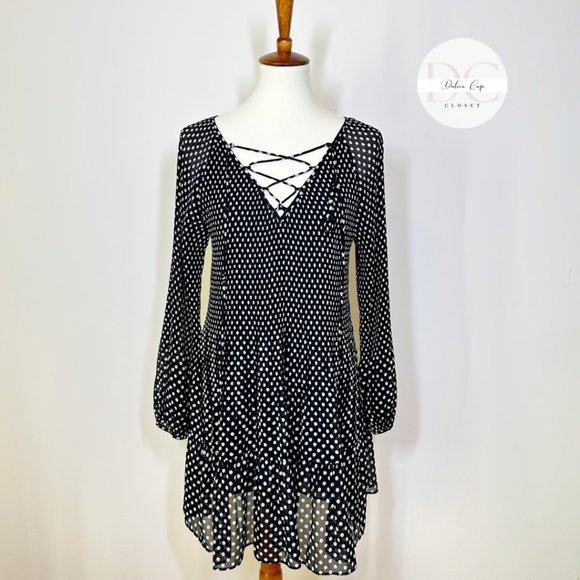 Sfera Collection Micro Pleat Polka Dot Dress Size M - Picture 1 of 11